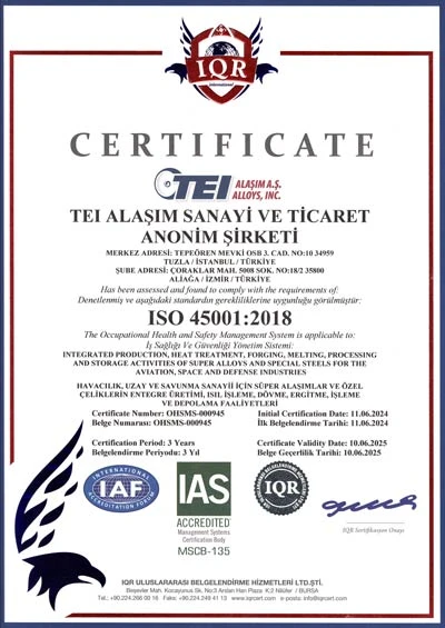 TEI ALAŞIM ISO 45001
